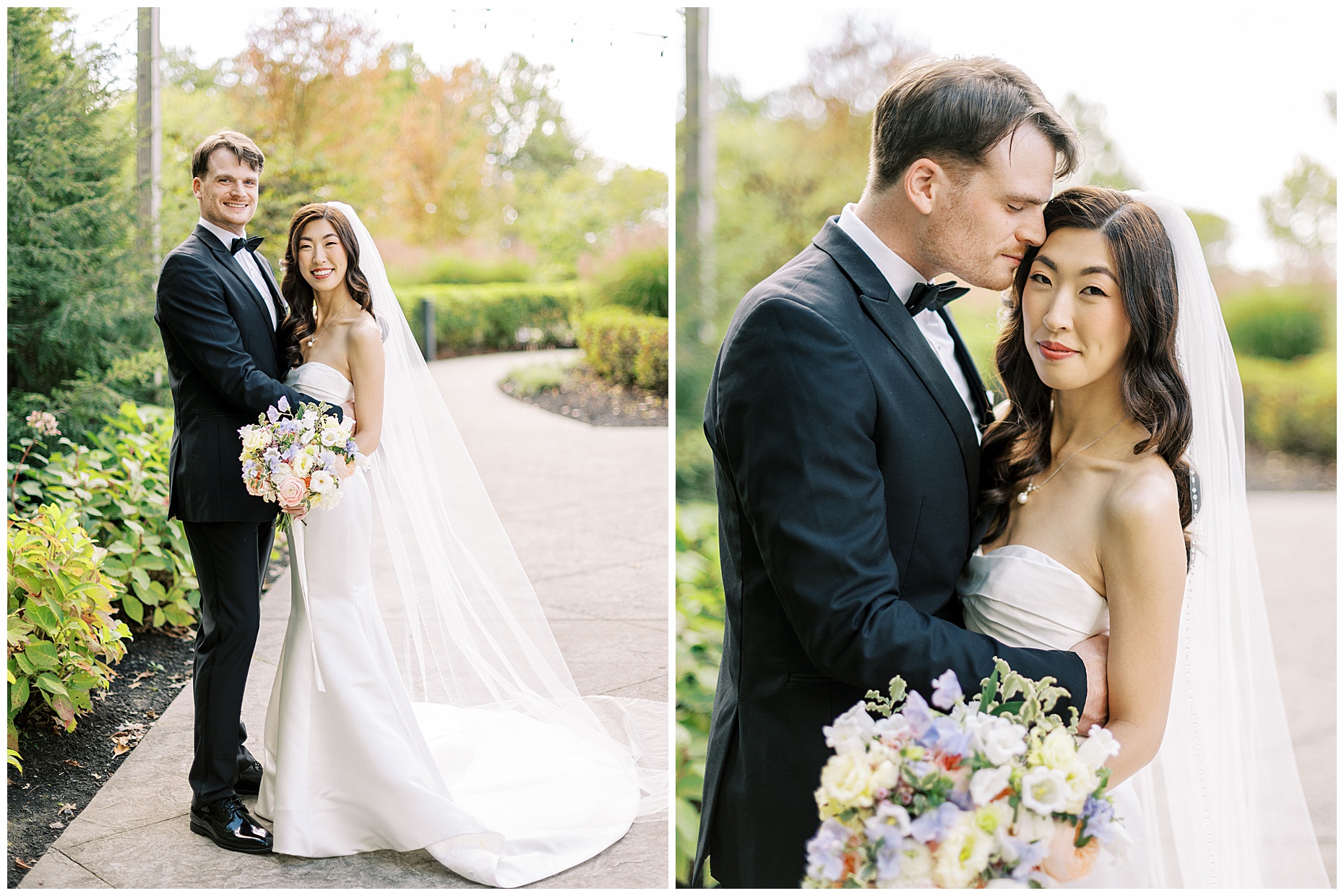 A joyful Estate at New Albany wedding featuring fall foliage, spring-inspired florals, and Esther and Peter's ceremony and reception