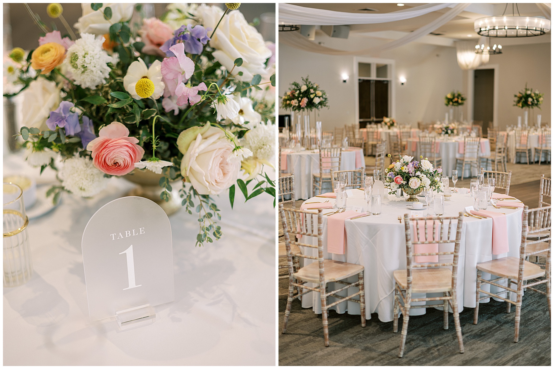 A joyful Estate at New Albany wedding featuring fall foliage, spring-inspired florals, and Esther and Peter's ceremony and reception