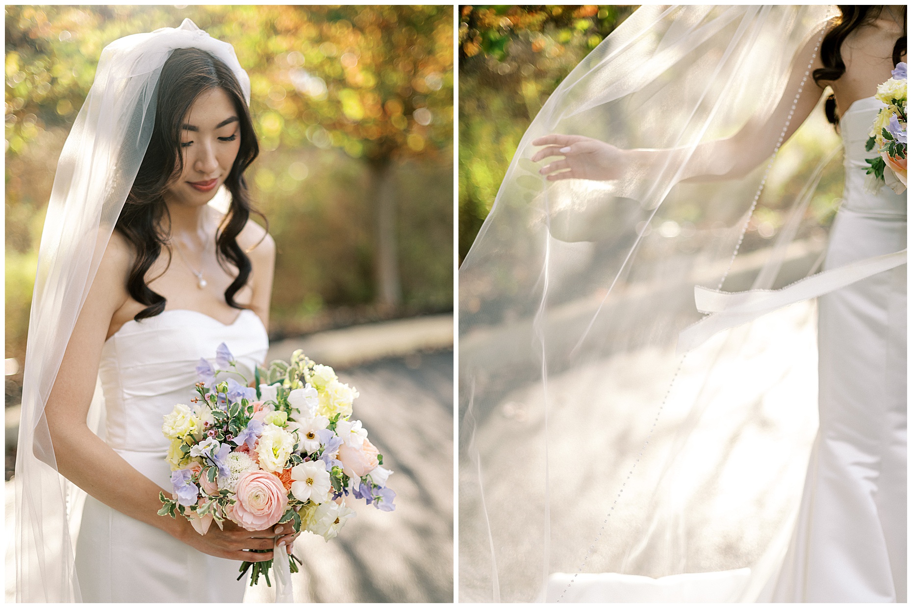 A joyful Estate at New Albany wedding featuring fall foliage, spring-inspired florals, and Esther and Peter's ceremony and reception