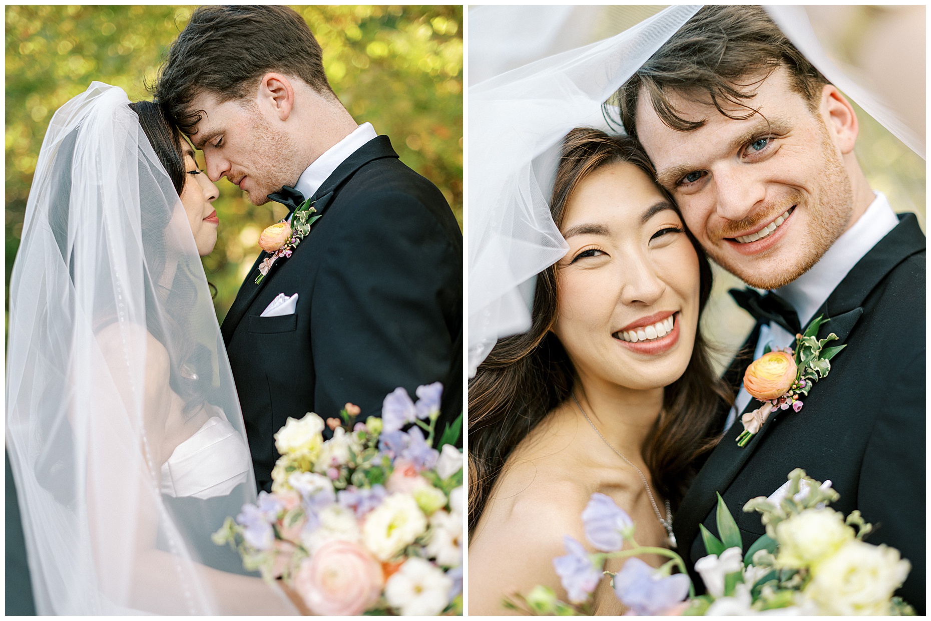 A joyful Estate at New Albany wedding featuring fall foliage, spring-inspired florals, and Esther and Peter's ceremony and reception