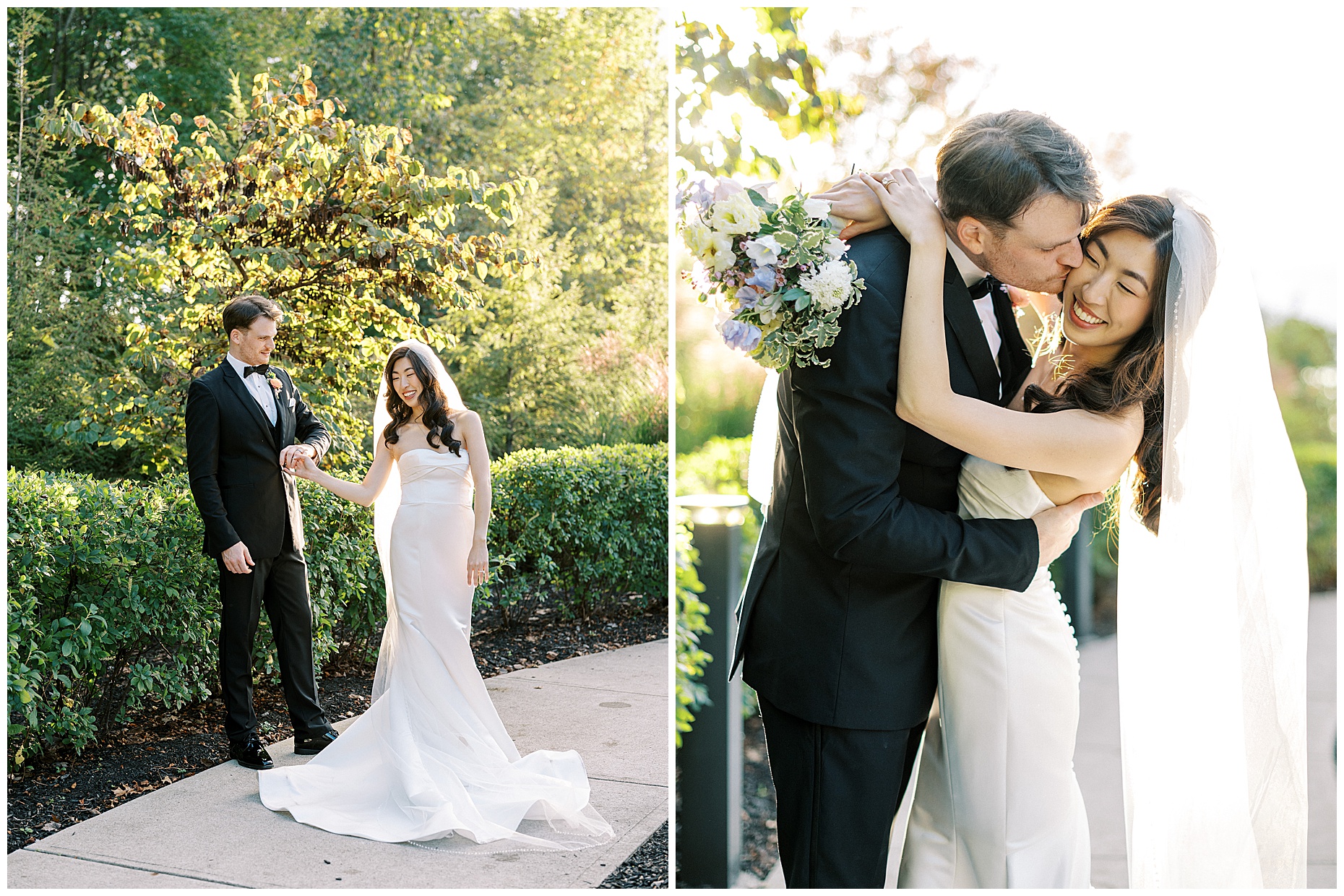 A joyful Estate at New Albany wedding featuring fall foliage, spring-inspired florals, and Esther and Peter's ceremony and reception