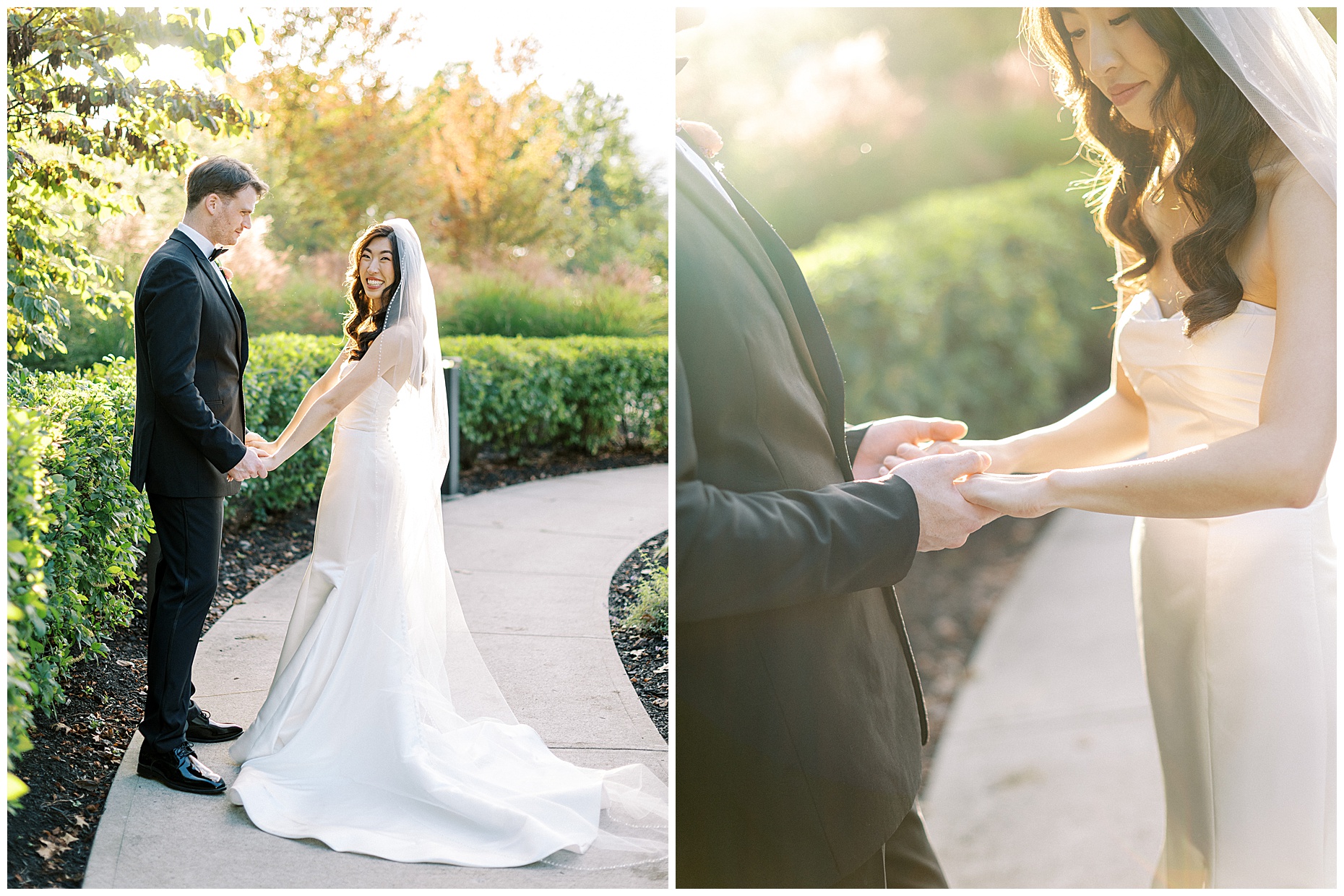A joyful Estate at New Albany wedding featuring fall foliage, spring-inspired florals, and Esther and Peter's ceremony and reception