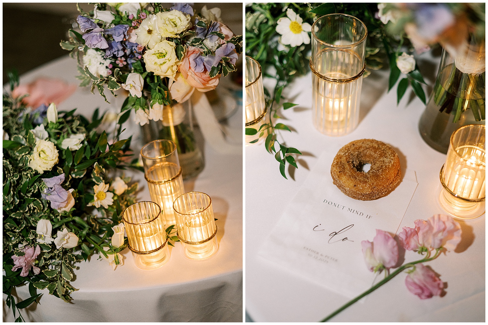 A joyful Estate at New Albany wedding featuring fall foliage, spring-inspired florals, and Esther and Peter's ceremony and reception