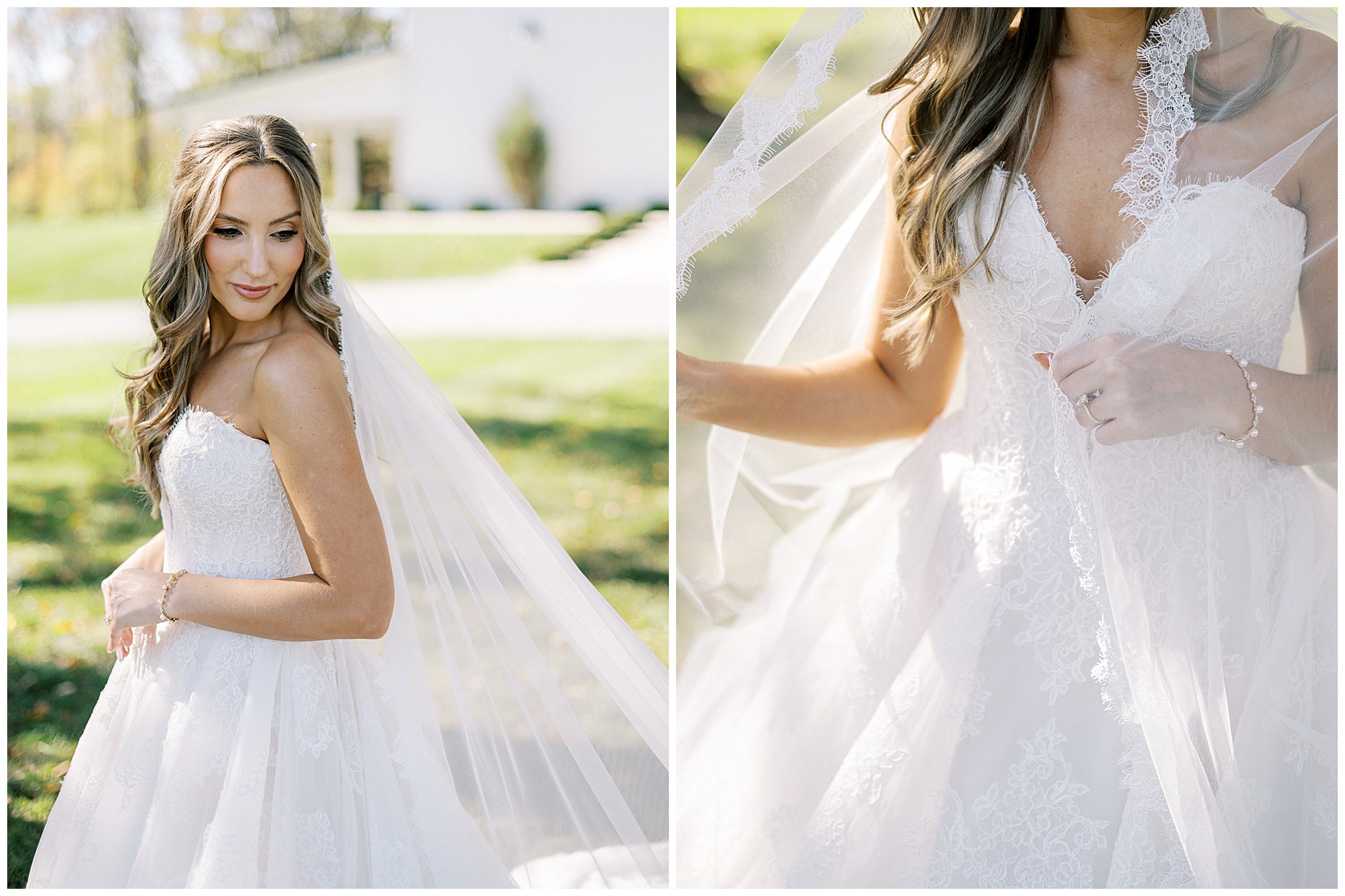 A heartfelt Cliffside Acres wedding featuring fall foliage, classic black and white details, and Lindsey and Sam's ceremony and reception