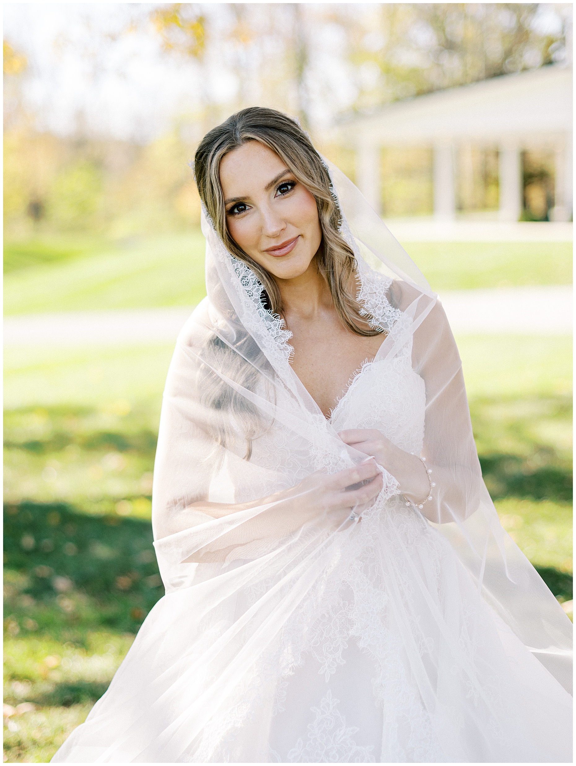 A heartfelt Cliffside Acres wedding featuring fall foliage, classic black and white details, and Lindsey and Sam's ceremony and reception