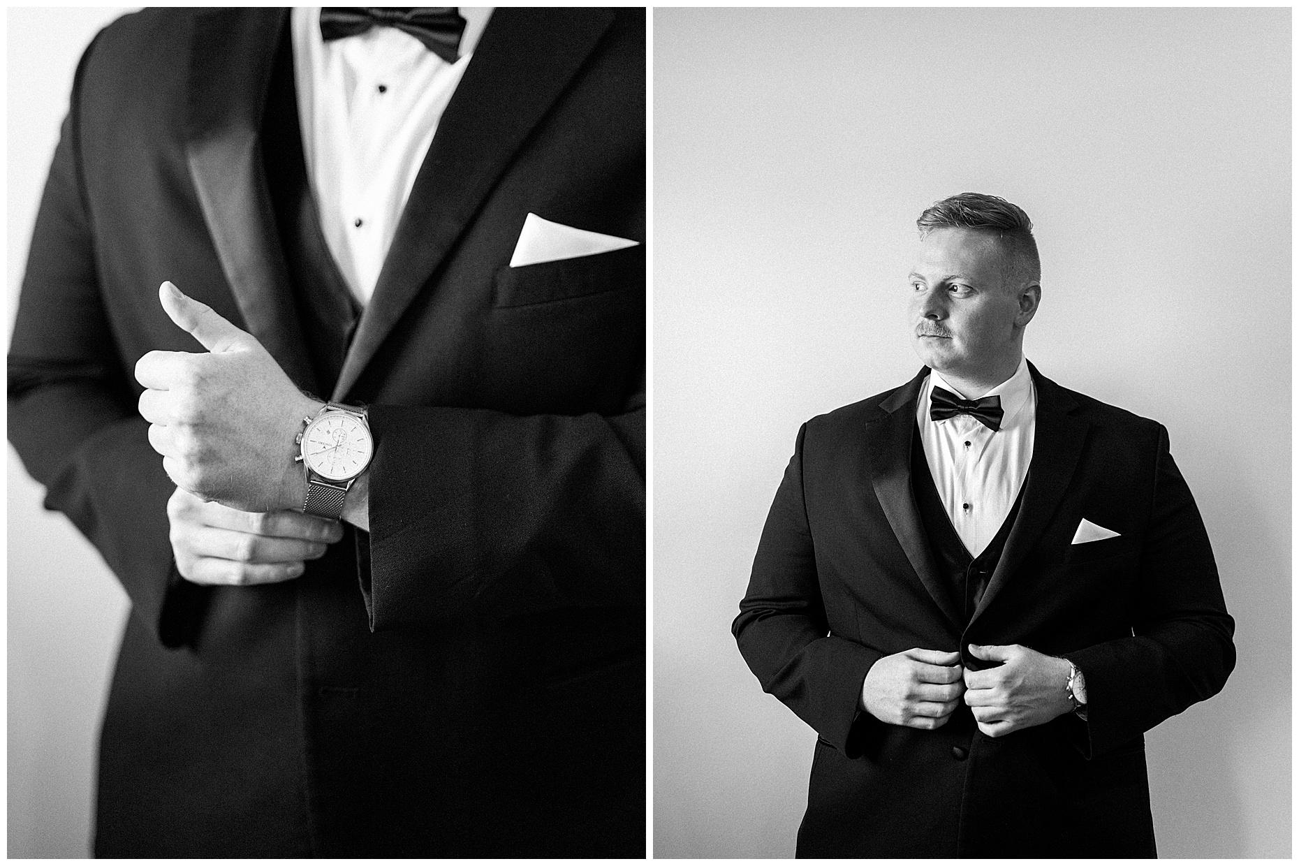A heartfelt Cliffside Acres wedding featuring fall foliage, classic black and white details, and Lindsey and Sam's ceremony and reception