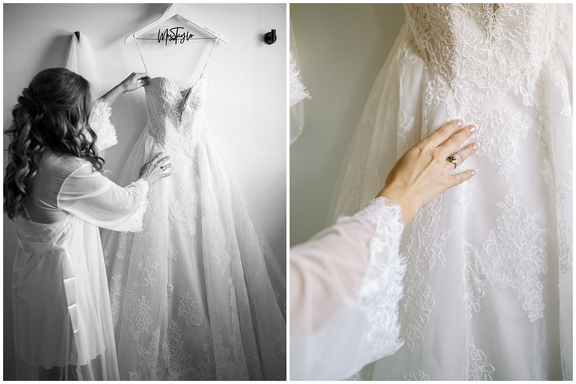 A heartfelt Cliffside Acres wedding featuring fall foliage, classic black and white details, and Lindsey and Sam's ceremony and reception